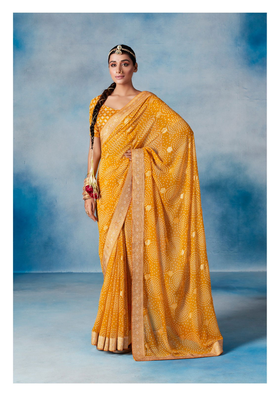 Stavan Haldi Weightless With Border Georgette Saree Catalog